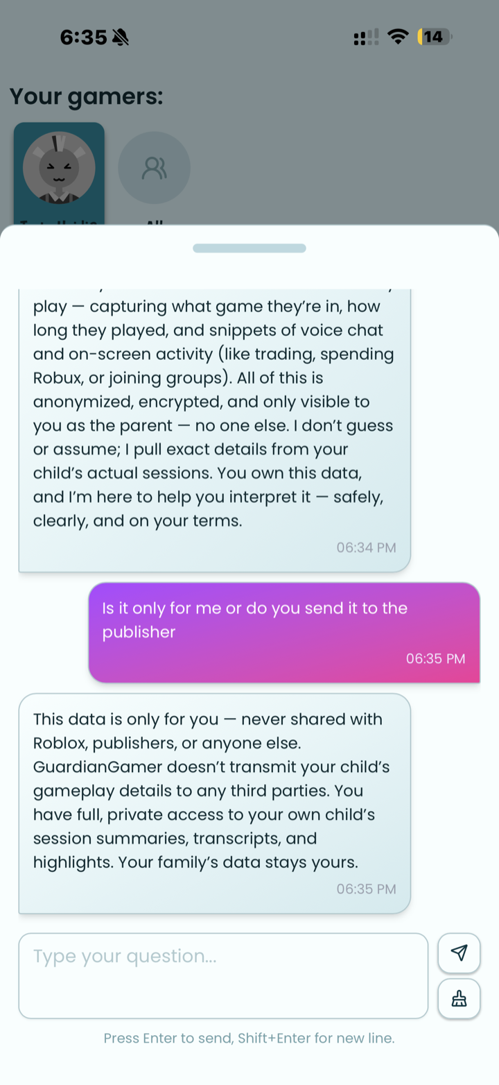 The Assistant confirming data privacy